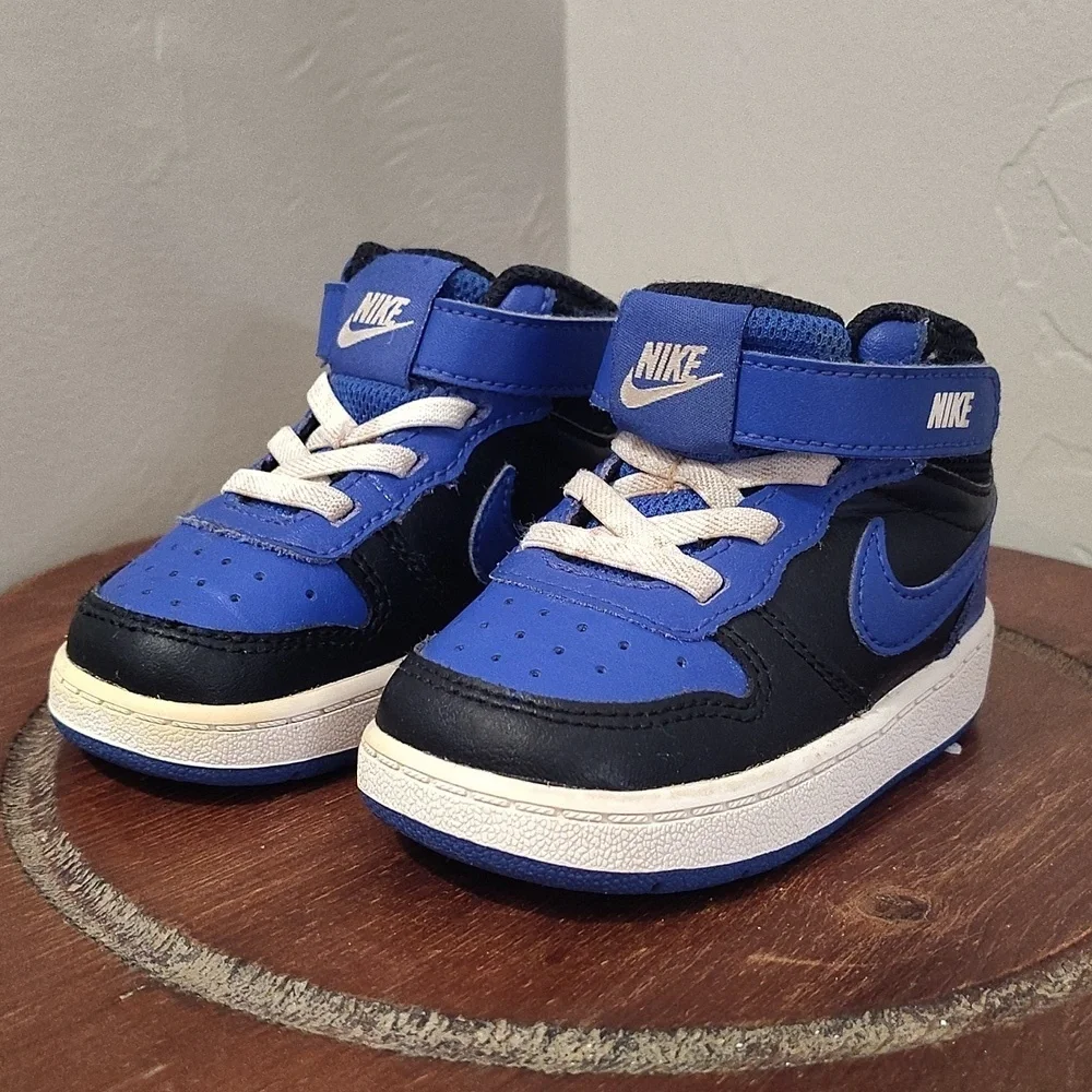 Nike Court Borough Mid 2 Td Trainers Black Game Royal Sz 5C DM8874-001